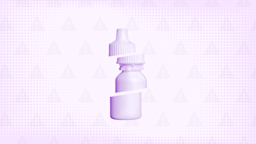 A light purple background with texture and warning sign pattern. In the center is an eye drop bottle cut into thirds.
GoodRx Health
