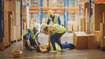 Health: Health insurance: employees helping hurt worker-1284193587