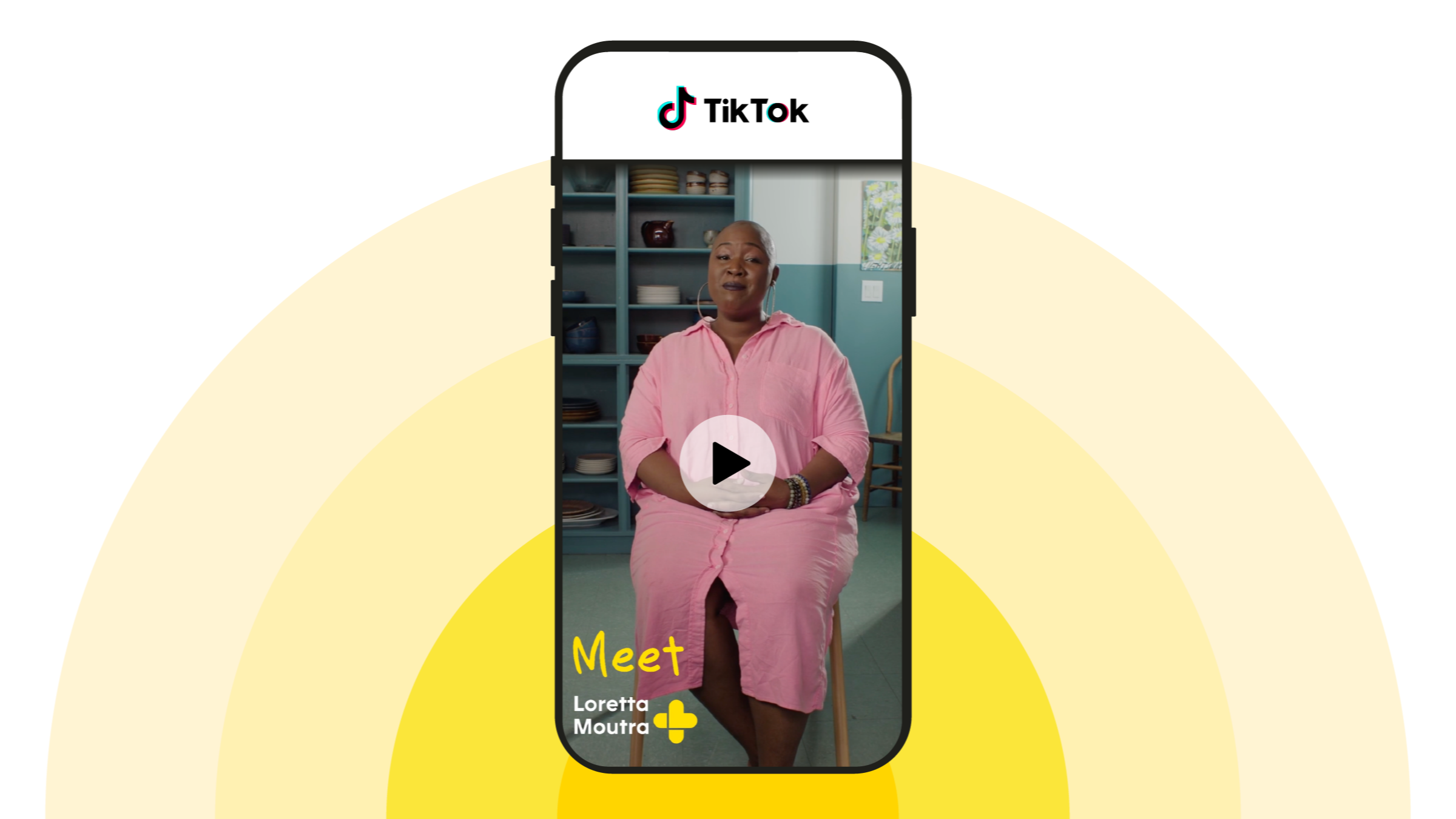 A custom graphic shows a still image from a TikTok video with Loretta Moutra for GoodRx, as shown on a phone screen.
GoodRx Health
