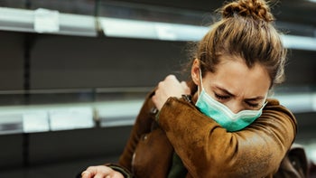 COVID-19: Bronchitis: coughing into elbow 1215276619