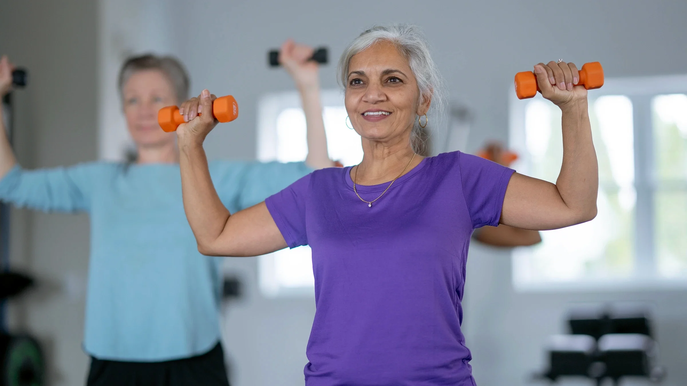 Woman working out with weights