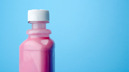A pink medicine bottle is on a blue background.
Jupiterimages/PHOTOS.com via Getty Images Plus
