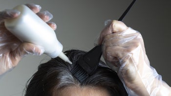 Healthy aging: Reversing gray hair: closeup dying gray hair-1296556457