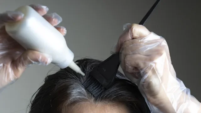 Healthy aging: Reversing gray hair: closeup dying gray hair-1296556457