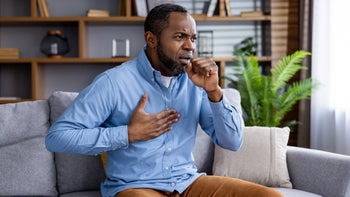 COPD: man with cough and chest pain 2159565948