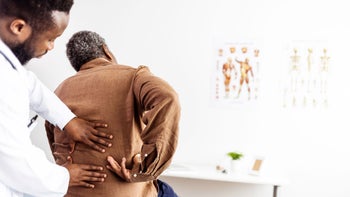 ADPKD: doctor examines back of patient-1405986130