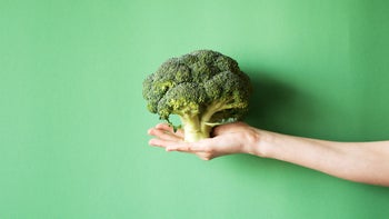 Diet nutrition: Healthy vegetables: broccoli green background 829282730