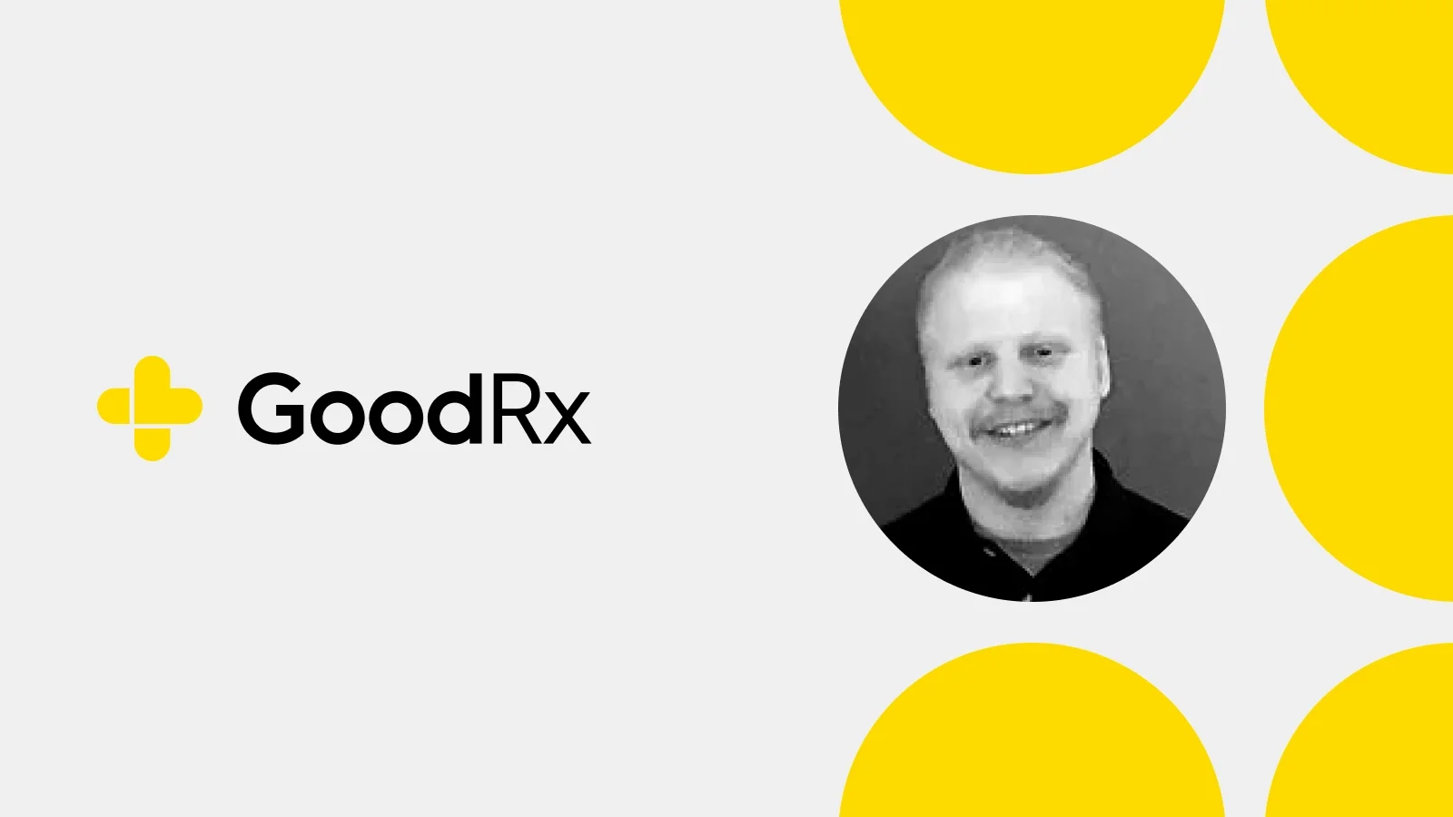 GoodRx logo and portrait of Patrick