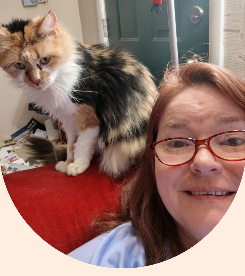 Author Kellie Gormly is pictured with her adopted cat, Pippi.