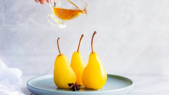 Diet Nutrition: pouring agave over pear confit 1201122509