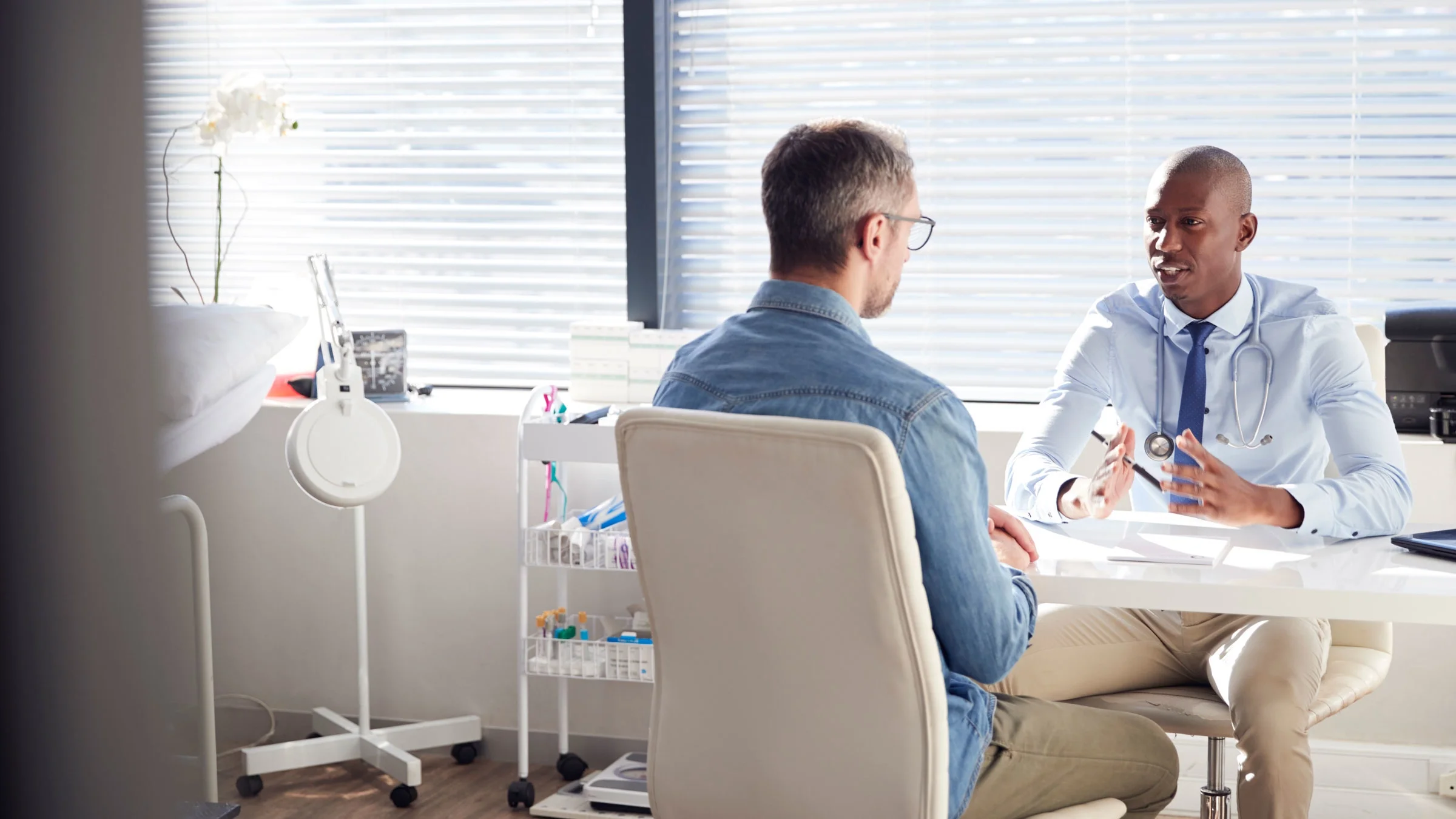 A doctor and an adult are in a consultation.