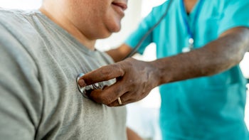 HCP: closeup exam with stethoscope 1497528537