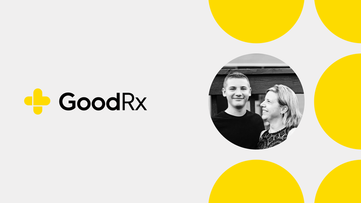 GoodRx Logo and portrait of Angie and Son