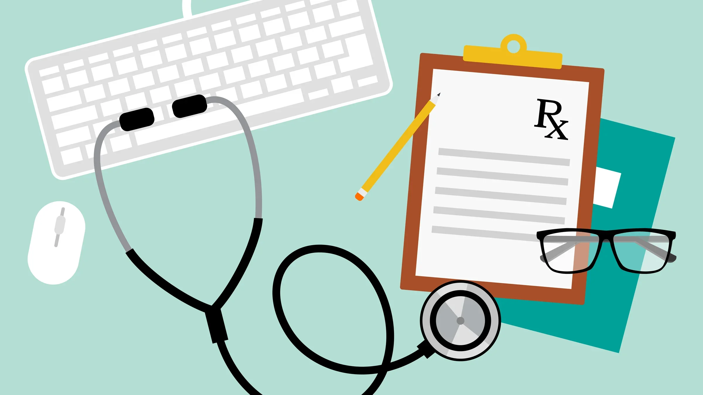 Blog banner: Desktop with Stethoscope