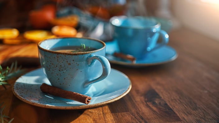 Hot tea with a cinnamon stick