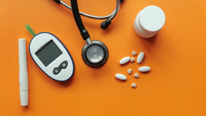 Diabetes management equipment including pills.