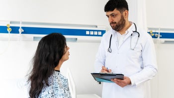 hemorrhoids: patient at medical exam 1470034413