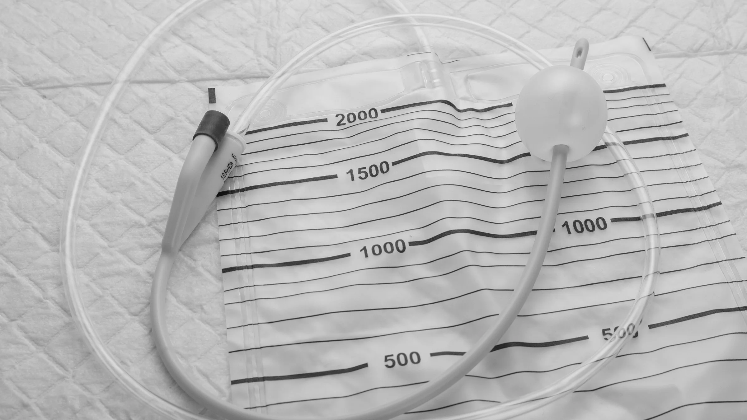 Black and white image of a catheter.