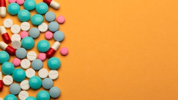 Health: Vynase: various pills orange background-1227214847