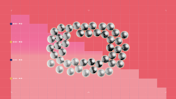 Red background with graph paper texture. There is a representation of a step graph. In the center is a black and white cutout image of a pile in the shape of a ring of ibuprofen pills.
GoodRx Health 