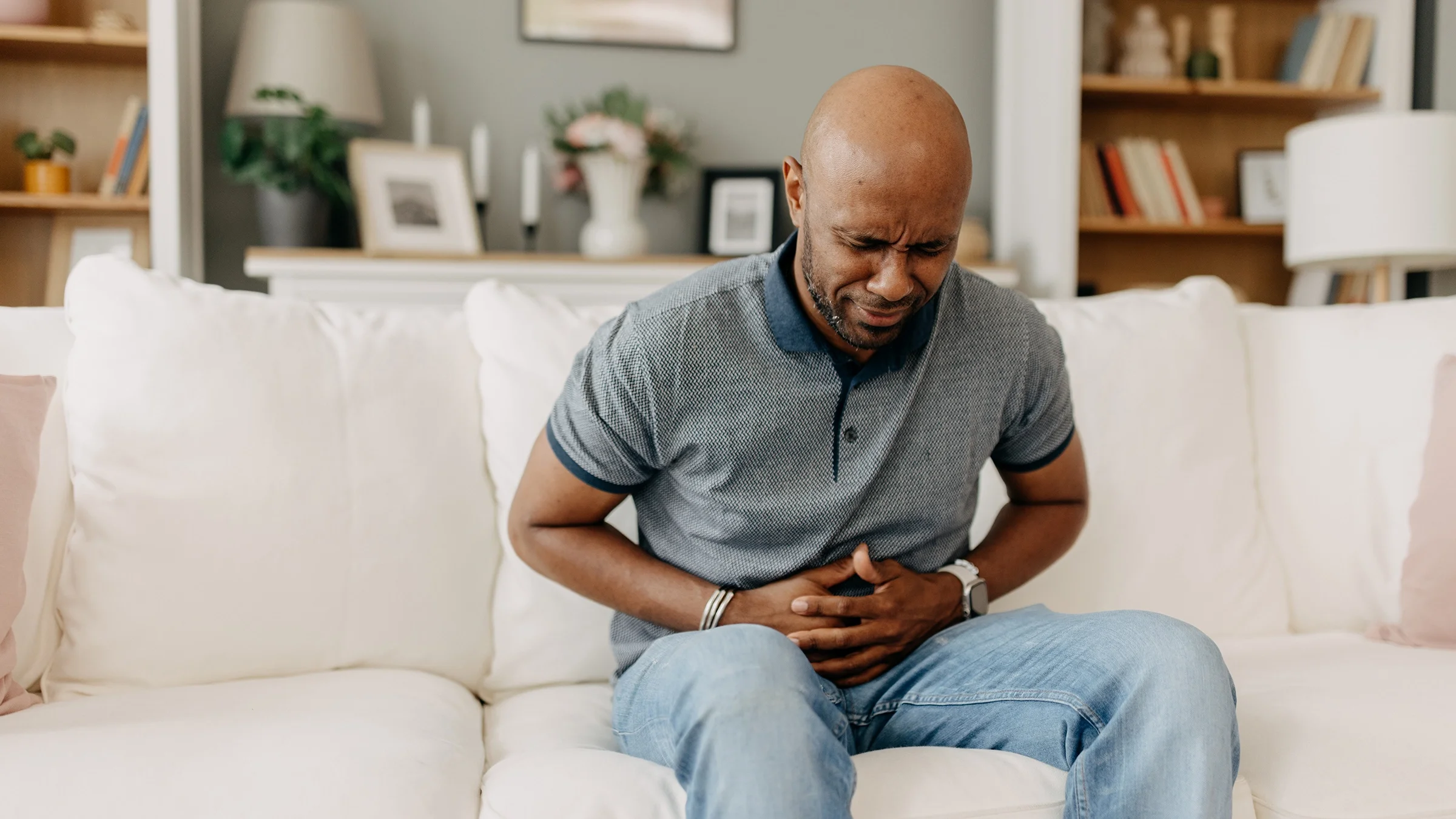 Man with abdominal pain.