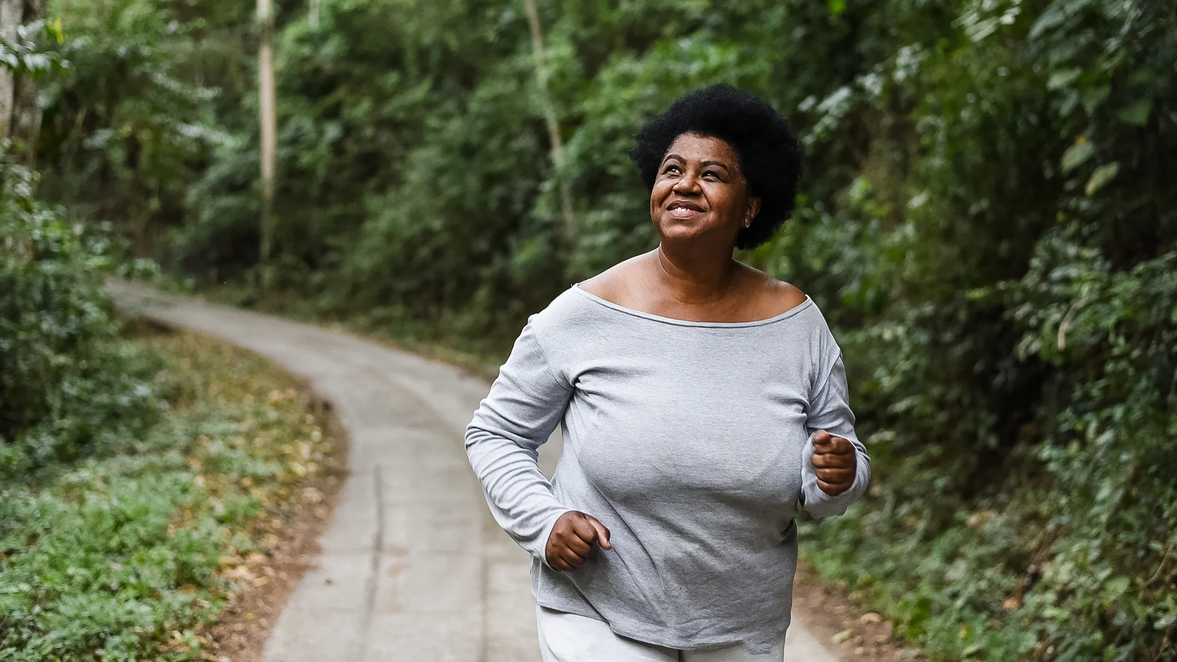 Woman going on leisurely walk.