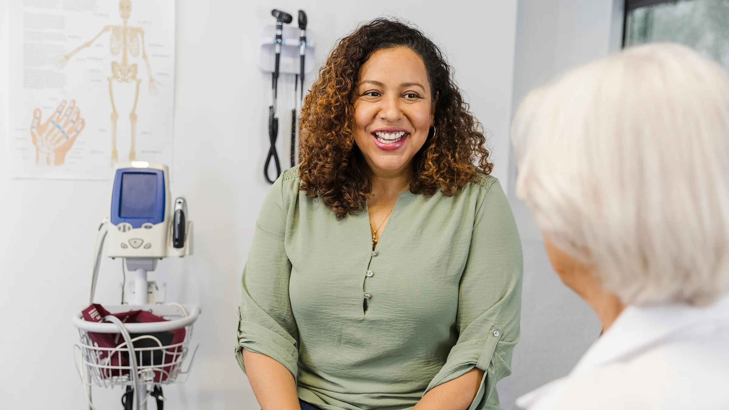 A woman attends a medical appointment.