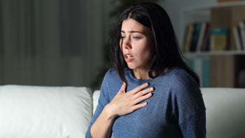 childrens-health: woman gasping for air 1155214538