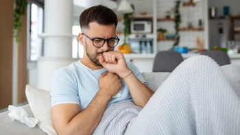 Lower respiratory infection: man coughing with chest pain 1428595632