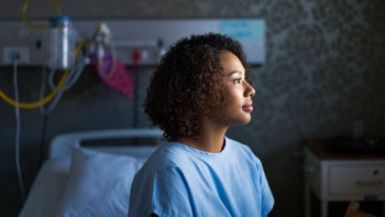 Health: Gynecology: woman patient hospital gown-921583810