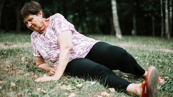 Health: Senior health: senior woman fall outdoors 1202011332