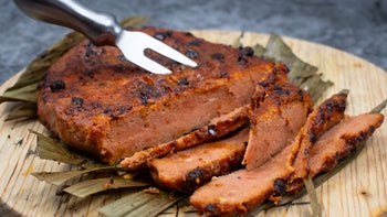 Diet and nutrition: seitan on wooden cutting board 2060454812