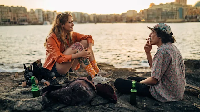 Substance use: young adults smoking weed drinking beer 1403029095