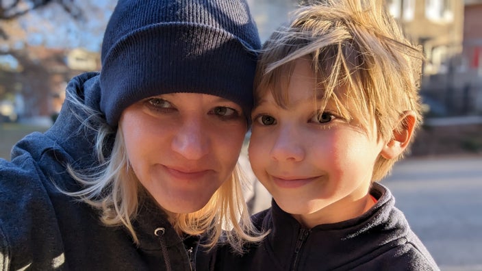 Kristina Goetz is pictured with her 7-year-old son.