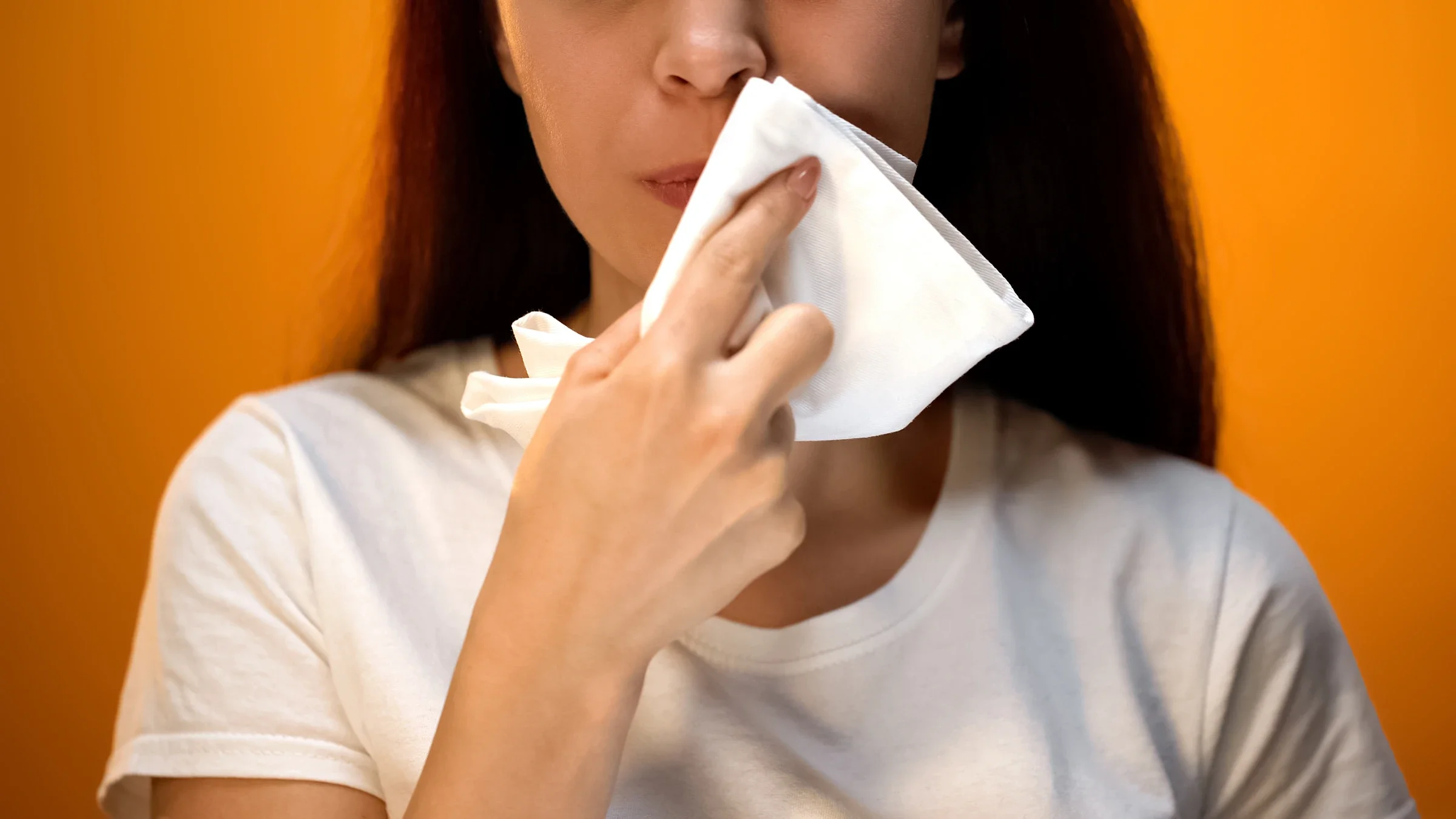 Health: Cough: closeup mouth napkin 1135491071