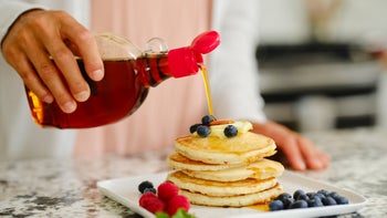 diet-nutrition: closeup pouring maple syrup 1330109156