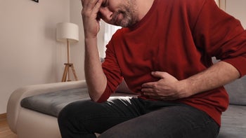 Pain: man with abdominal pain 2156063686