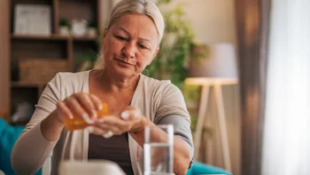 thyroid: woman taking medication 2225564812