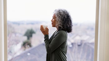 Mental health: Anger management: woman deep breath 804802538