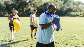 Beta-blockers: senior man at soccer match 1531969929