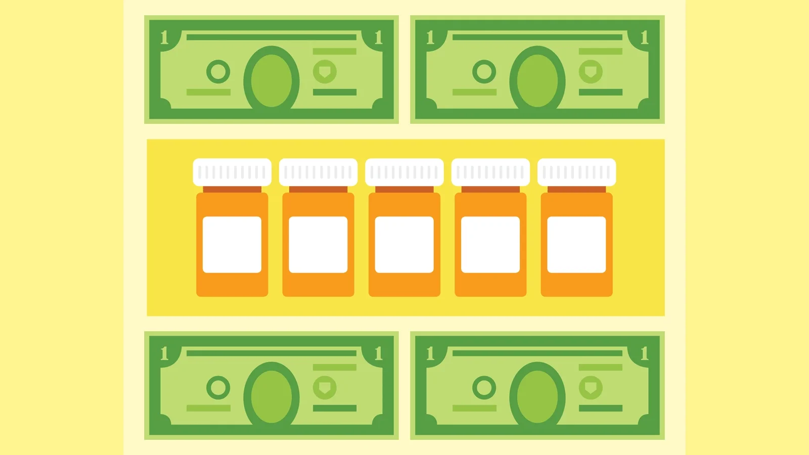 Dollar bills and prescription bottles