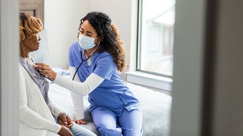 Health: Senior health: home nurse with patient 1313503819