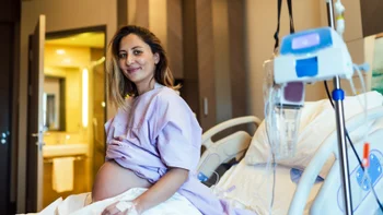 pregnancy: portrait of pregnant woman in labor 1264005762