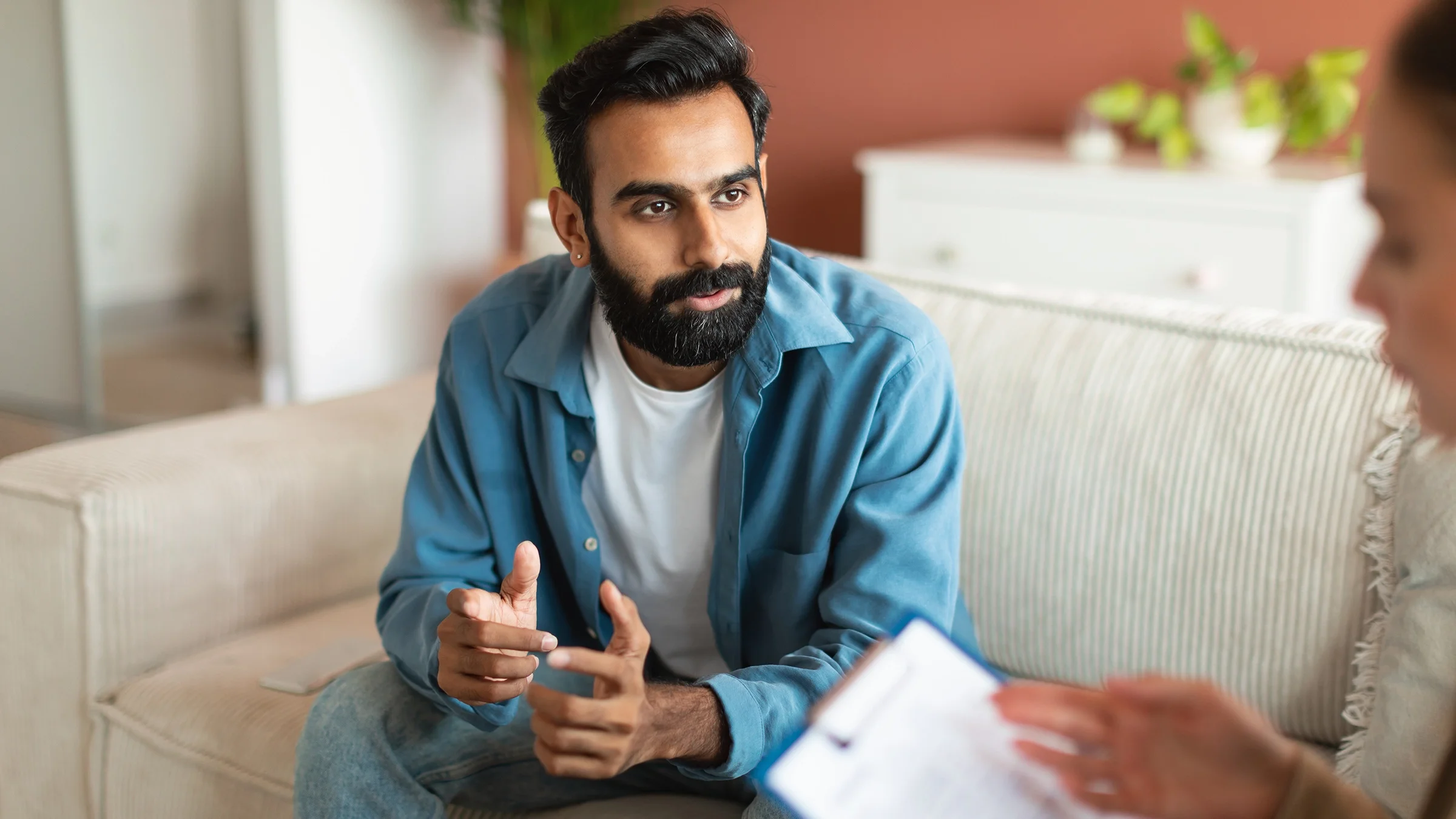 Man during therapy session.