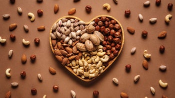 heart: nuts in heart shaped bowl 1084021378