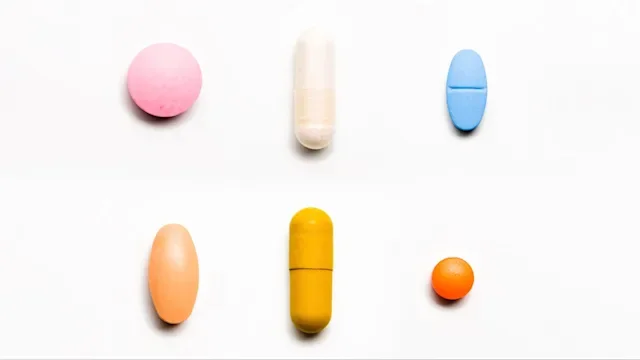 Health: Medication education: six colorful pills white background-175492131