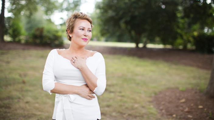 Anna Crollman is pictured after recovering from breast cancer.