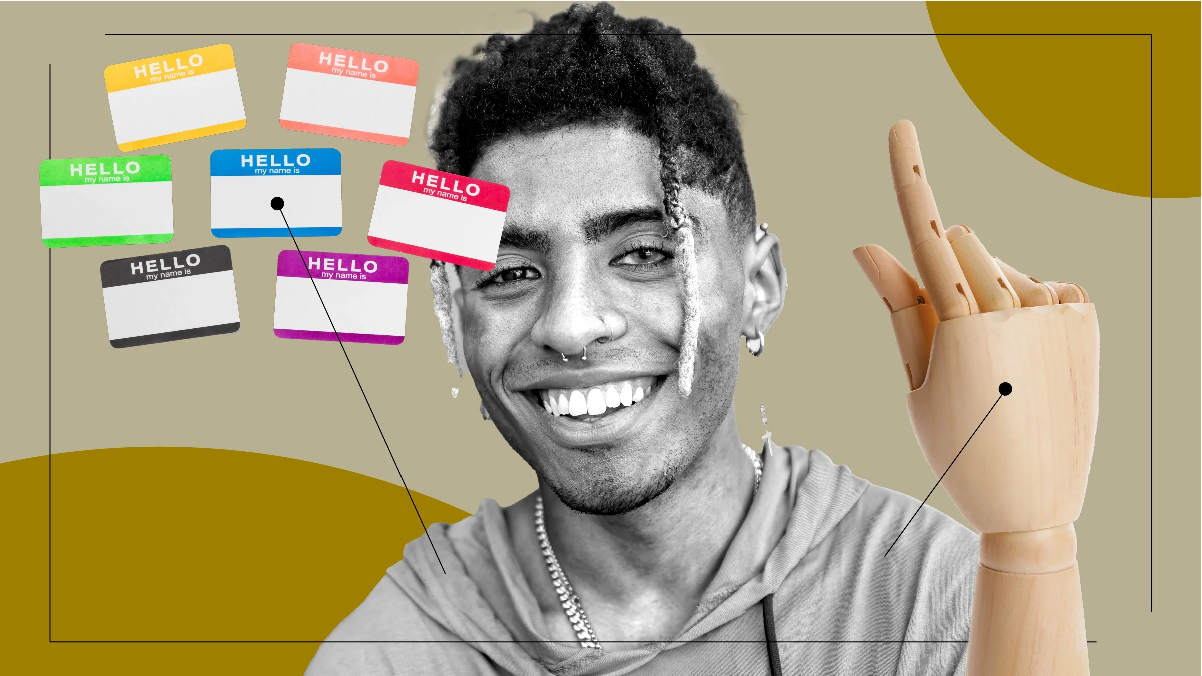 A graphic shows a portrait of a man surrounded by objects representing what it’s like taking Descovy for HIV PrEP.