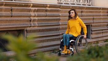 HCP: Ableism: woman in wheelchair outdoors 1327494108