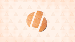 Light orange background with texture and warning sign pattern. In the center is a round orange pill cut into thirds. 
Goodrx Health